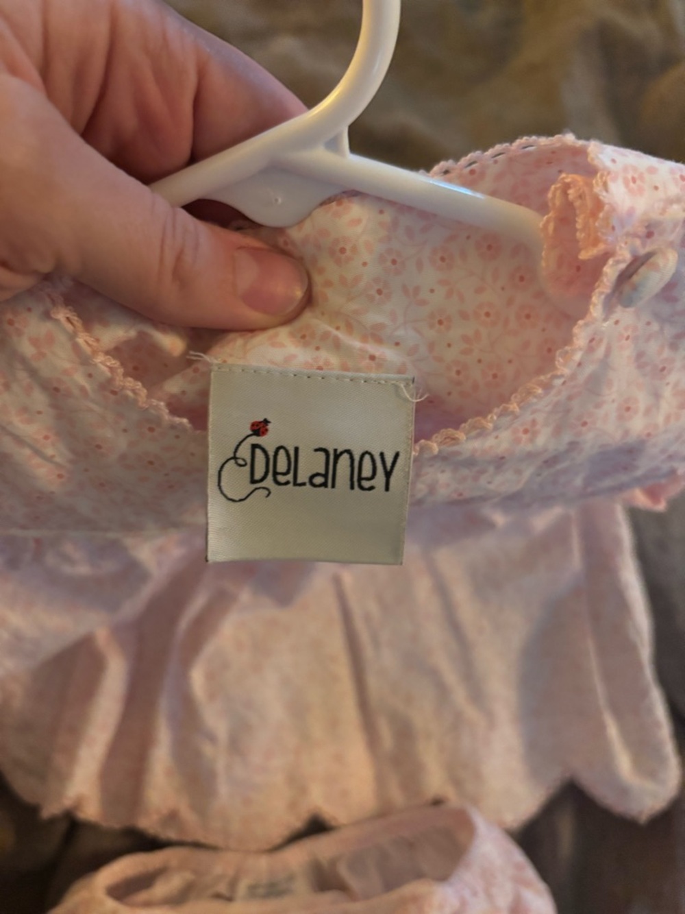 Girls' Pink Floral Smocked Tank One-Piece with Bloomers - Picture 4 of 4